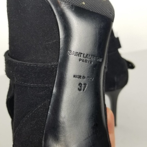 Saint Laurent black suede heeled booties, size 37 - Picture 8 of 9